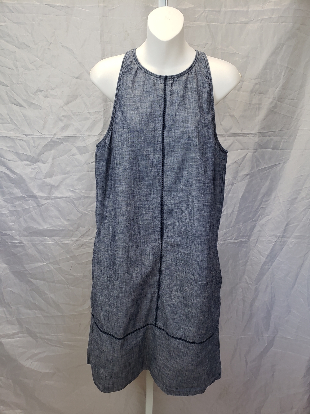 GAP Chambray Denim Halter A-Line Shift Dress Pockets Size 8